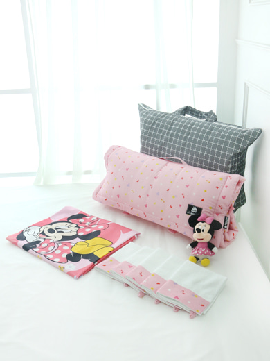 [디즈니 정품] 어린이집 준비물세트 (사계절 일체형 낮잠이불+교체형 여름이불+수건 5장+사은품) 미니 핑크